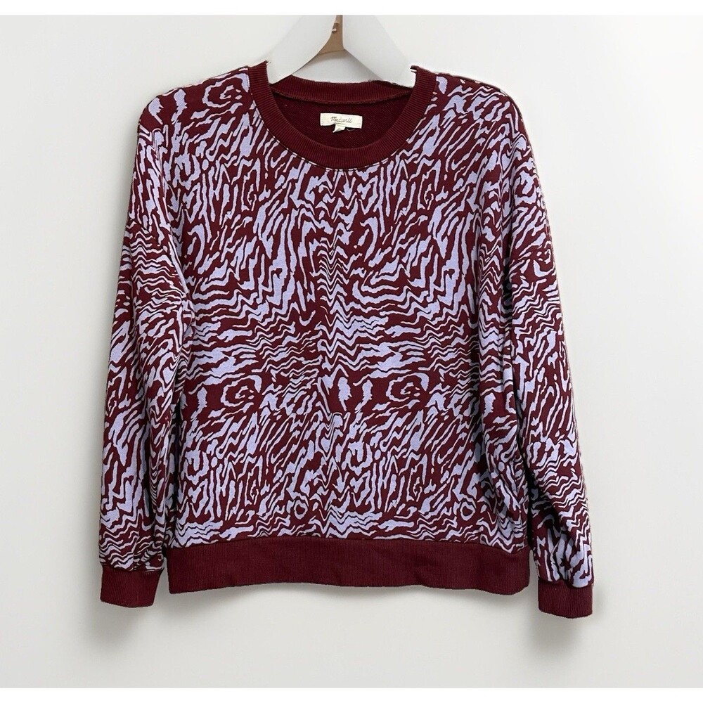 Madewell Sweatshirt Burgundy Lavender Abstract Pullover Sz Small Dopamine